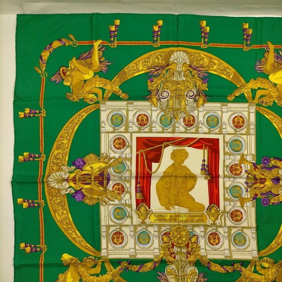 Cartier scarf Carre 90 Greens Silk100% - Picture 7 of 9